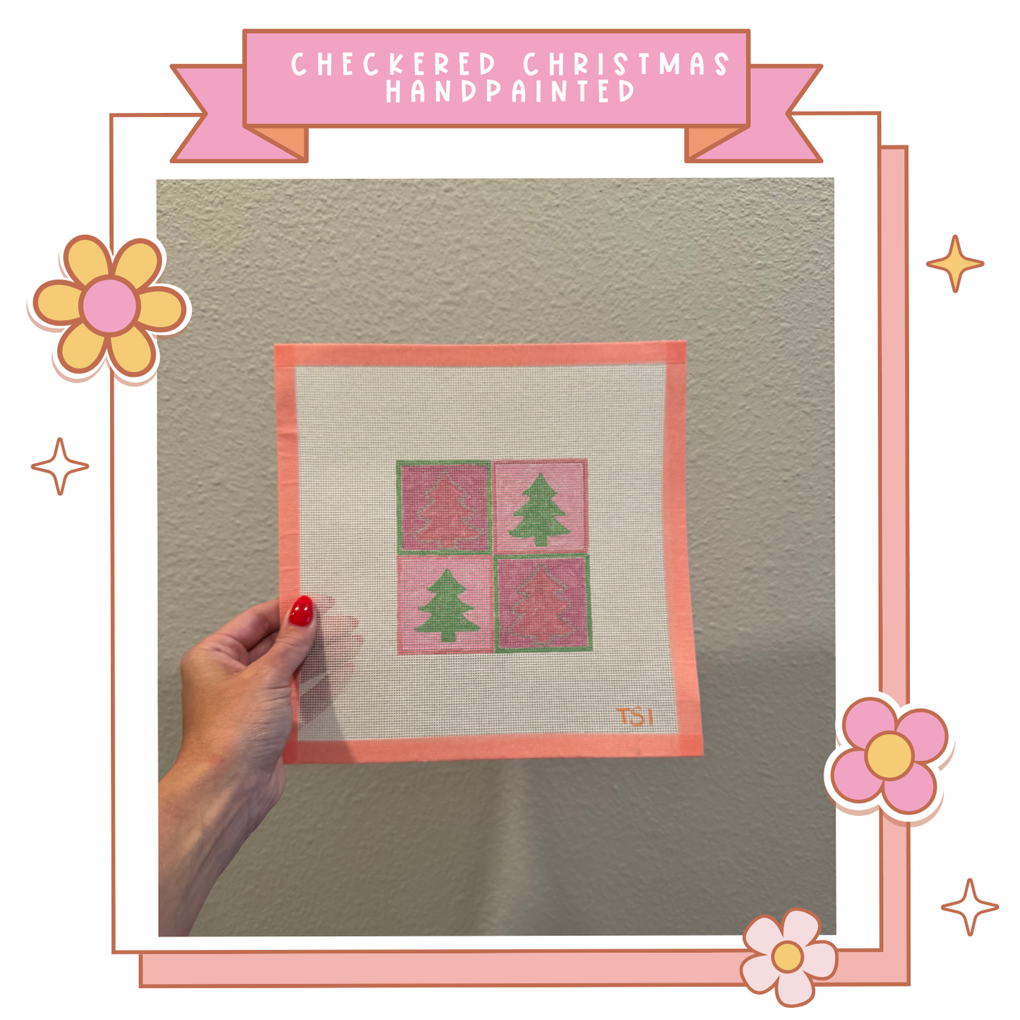 Checkered Christmas Handpainted